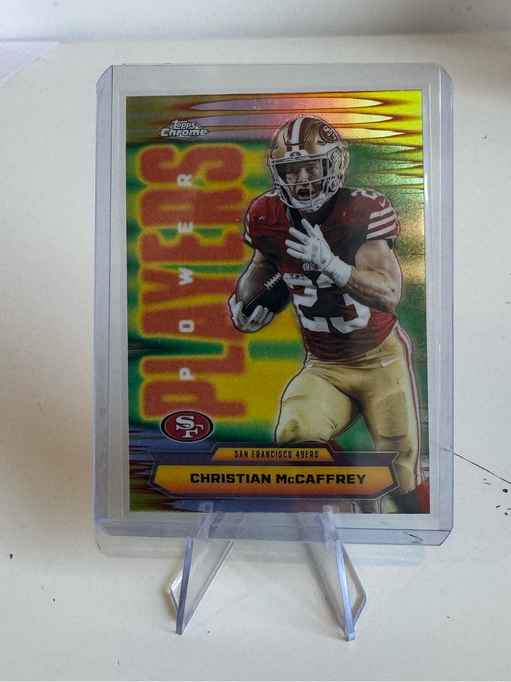 2025 Christian McCaffrey Topps Chrome Power Players Refractor Card